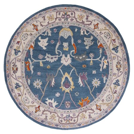 Safavieh 6 x 6 ft. Anatolia Hand Tufted Round Area Rug; Blue & Ivory AN513M-6R